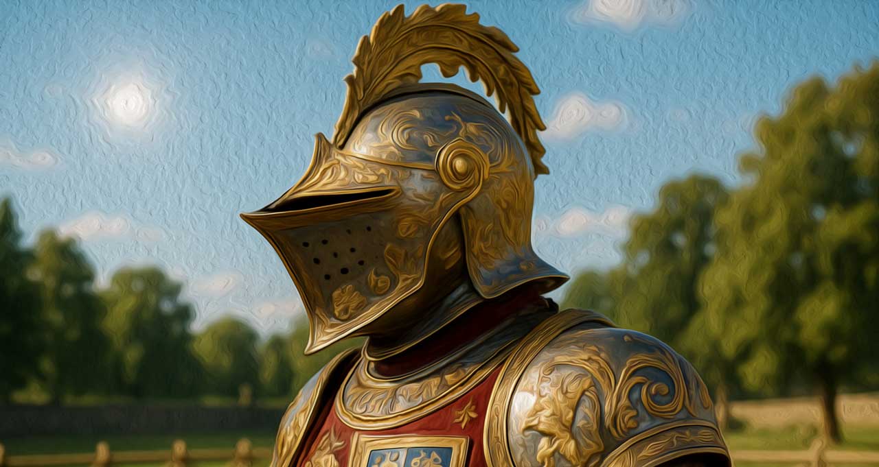 Рисунок (графика) турнирного рыцарского шлема